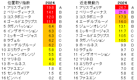 2024　マーメイドＳ　位置取り指数